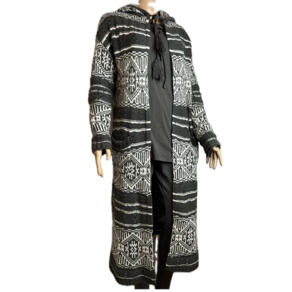 Forever 21 extra long winter open cardigan hooded sweater with slouch pockets - Picture 4 of 16